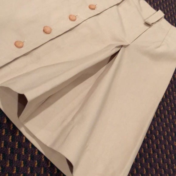 Vintage 1970’s Button Front‎ pleated Mini Skirt Khaki Beige with belt loops - Picture 4 of 16